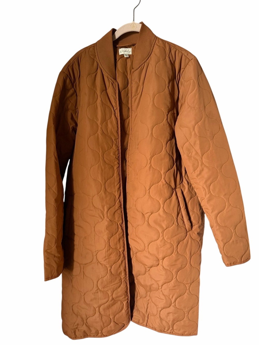Wonderly Quilted Long Jacket in Brown Rust Lightweight Fall Autumn